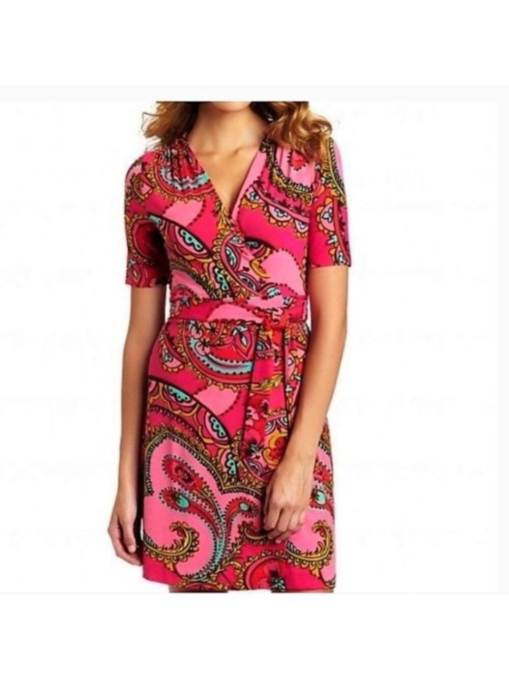 Lilly Pulitzer Colorful Paisley Floral Authentic Wrap Adadlie Dress Size XSmall